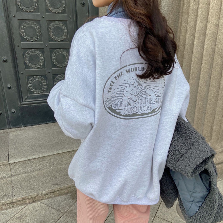 Áo Sweater Cổ Tròn Dáng Rộng In Họa Tiết Kiểu Nhật Hàn Thời Trang Xuân Thu Cho Nữ