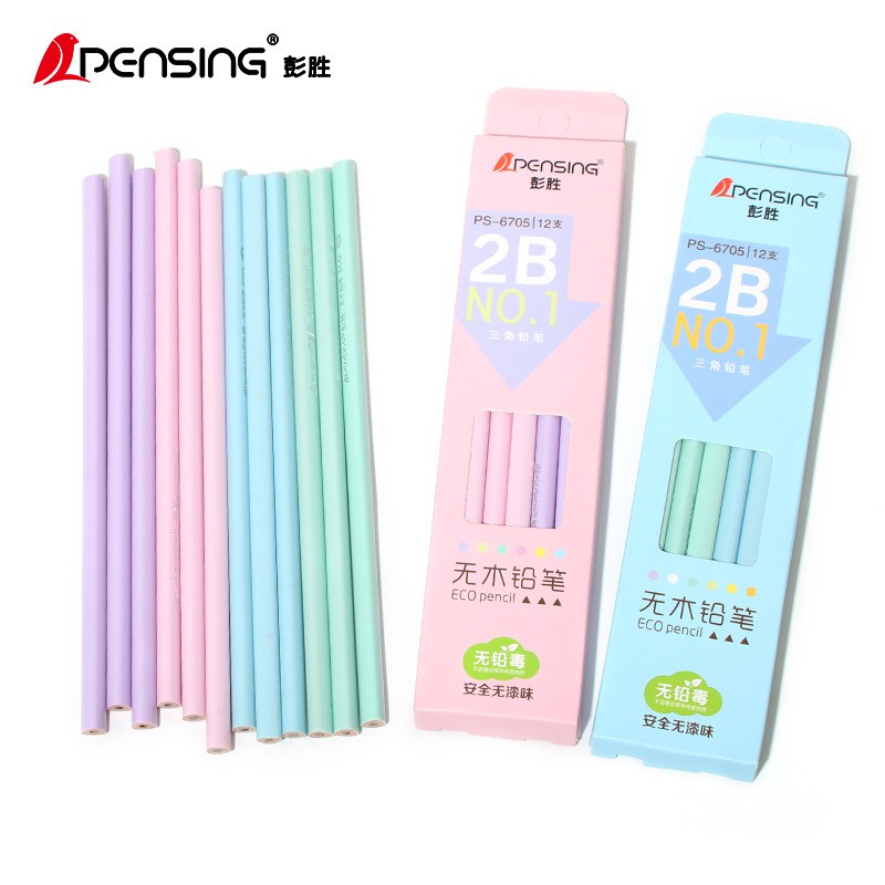 [Mã 11LSSALE giảm 100% đơn 50k] Bộ 12 bút chì 2B lục giác học sinh tông màu Pastel lalunavn - A49