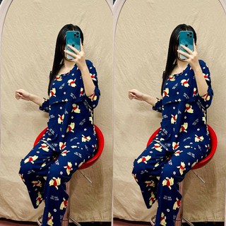 Bộ đồ lanh lụa dài tay mặc bầu , sau sinh cho con bú