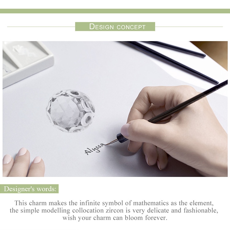 Hạt phụ kiện Bamoer SCC755 bằng bạc 925 đính đá pha lê CZ làm trang sức thủ công tinh tế sang trọng