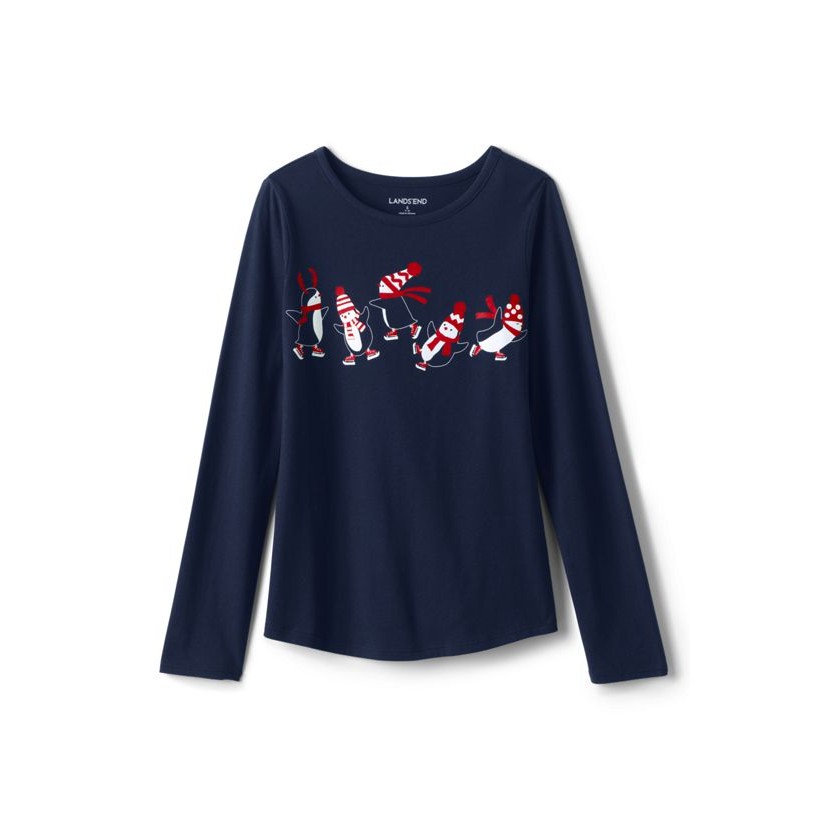 Áo thun tay dài Land's End cho bé gái 2-16T A279