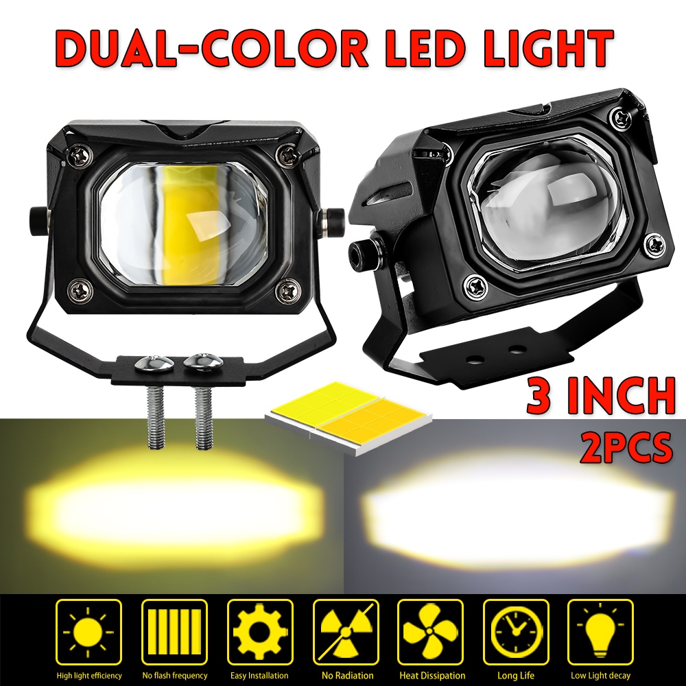 Thanh Đèn LED Vuông 3inch 12V 24V Ánh Sáng Trắng / Vàng Hổ Phách Chuyên Dụng Cho Xe Hơi