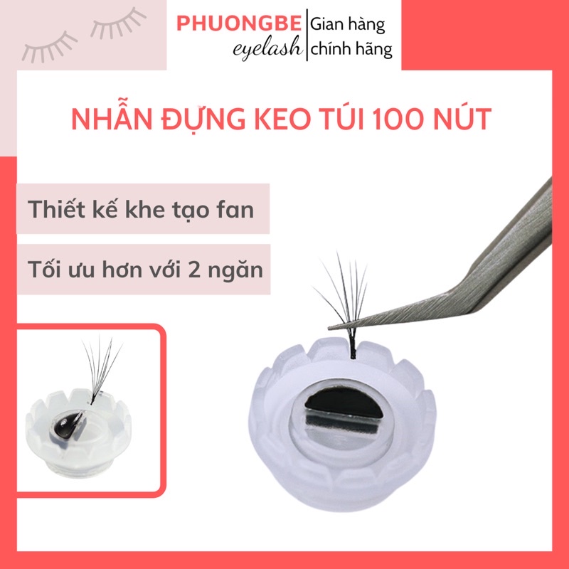 Nút đựng keo nối mi, nút tạo fan 2 ngăn