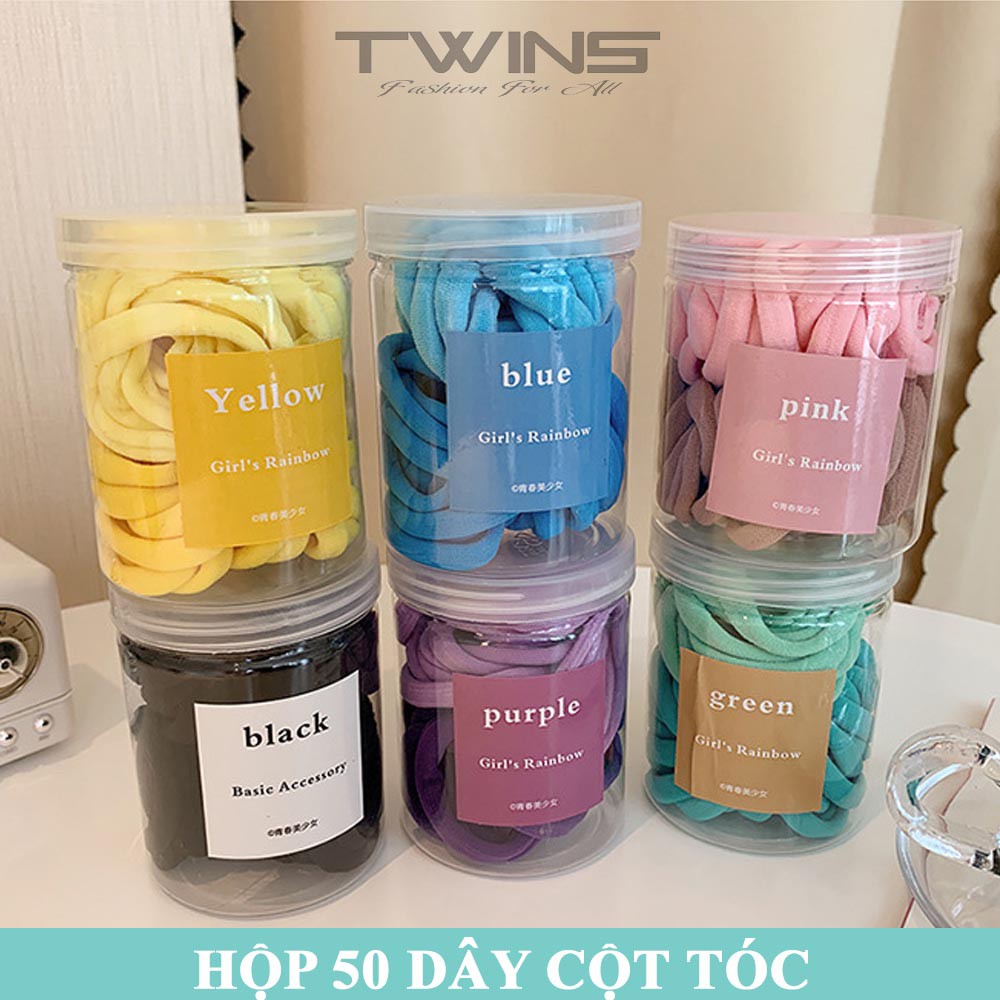 Hộp 50 dây cột tóc, buộc tóc SD116 màu dễ thương, cute, xinh đẹp phong cách Hàn Quốc làm phụ kiện tóc thời trang cho nữ