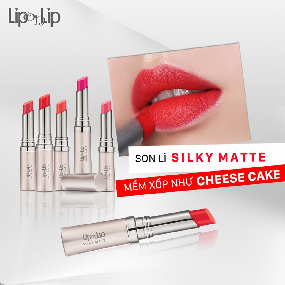 Son lì siêu mịn Lip On Lip Silky Matte 2.2g tặng đế dán đt HSD: 2023