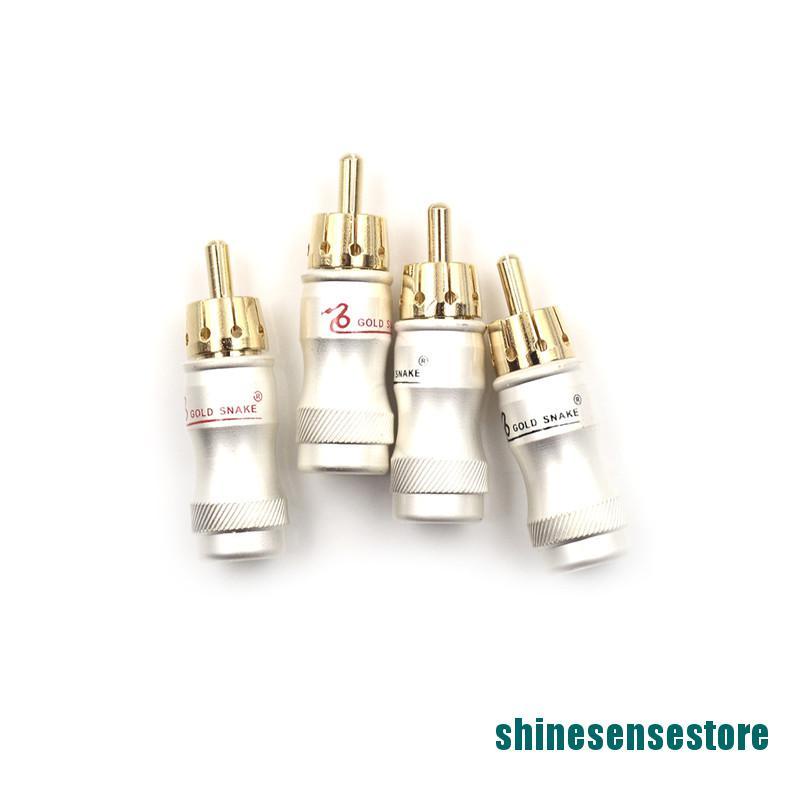 Set 4 Đầu Nối Dây Cáp Âm Thanh RCA Mạ Vàng