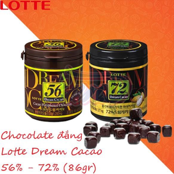 Chocolate đắng Lotte Dream Cacao 56% - 72% hủ 86gr