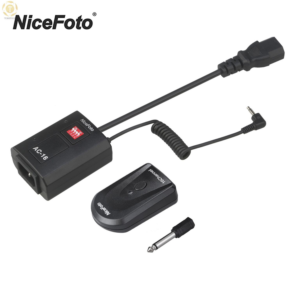 Shipped within 12 hours】 NiceFoto AC-16B 16 Channels Radio Wireless Remote Flash Trigger Transmitter 3.5mm Receiver with 6.35mm Adapter for All Studio Flashes and Outdoor Flashes Flash Trigger [TO]