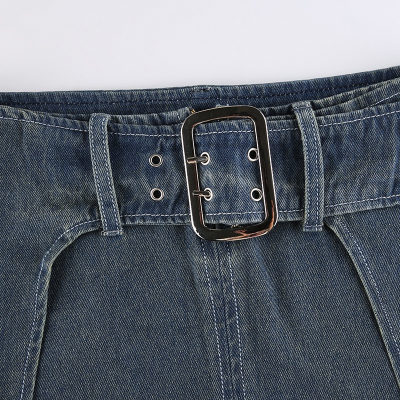 Chân Chân Váy Denim Lưng Thấp Thời Trang Đường Phố Cá Tính Cho Nữ