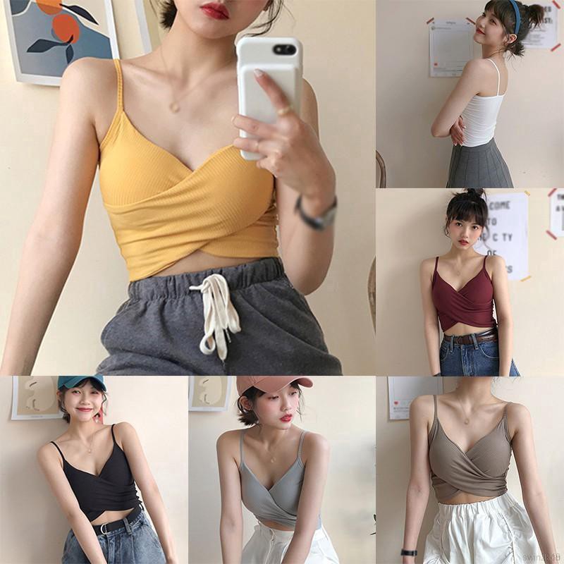 Áo Hai Dây Màu Trơn Thiết Kế Dây Đan Chéo Quyến Rũ