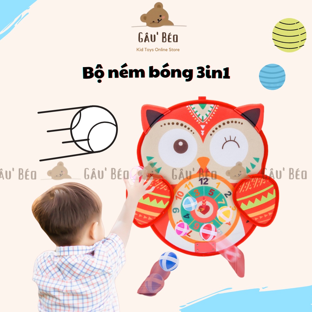 Bộ bóng rổ hình cú ném bóng dính, bắt bóng chơi trong nhà trò chơi dành cho bé gaubeotoys