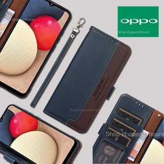 OPPO A60 A79 5G A38 A58 A78 A98 A17k A77s A57 A96 A76 A16k A95 A55 A16 A74 A54 A94 A15 /A15s A93 A73 A53 Bao da Flip với dây đeo tay Hộp đựng ví cổ điển mới