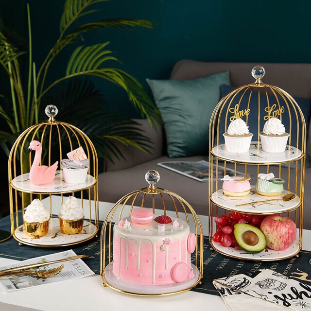 Khay bánh cupcake hình lồng chim , khay kệ đa năng