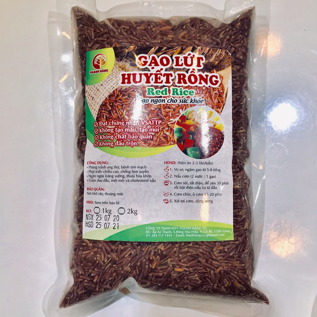 2KG Gạo Lứt Huyết Rồng ORGANIC HỮU CƠ - Thực Dưỡng / Giảm Cân - Dẻo / Thơm Loại 1 - Gạo Sạch Thanh Hằng