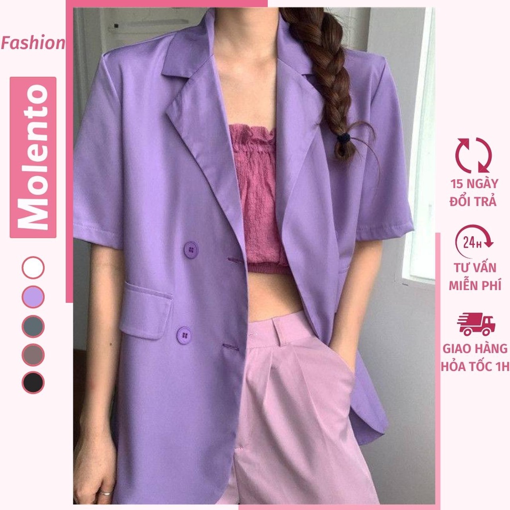 Áo Blazer Nữ Tay Ngắn MOLENTO Áo Vest Nữ Blazer Hàn Quốc Cao Cấp Chất Vải Dầy Dặn Đứng Dáng Không Xù Bai Nhão - M115