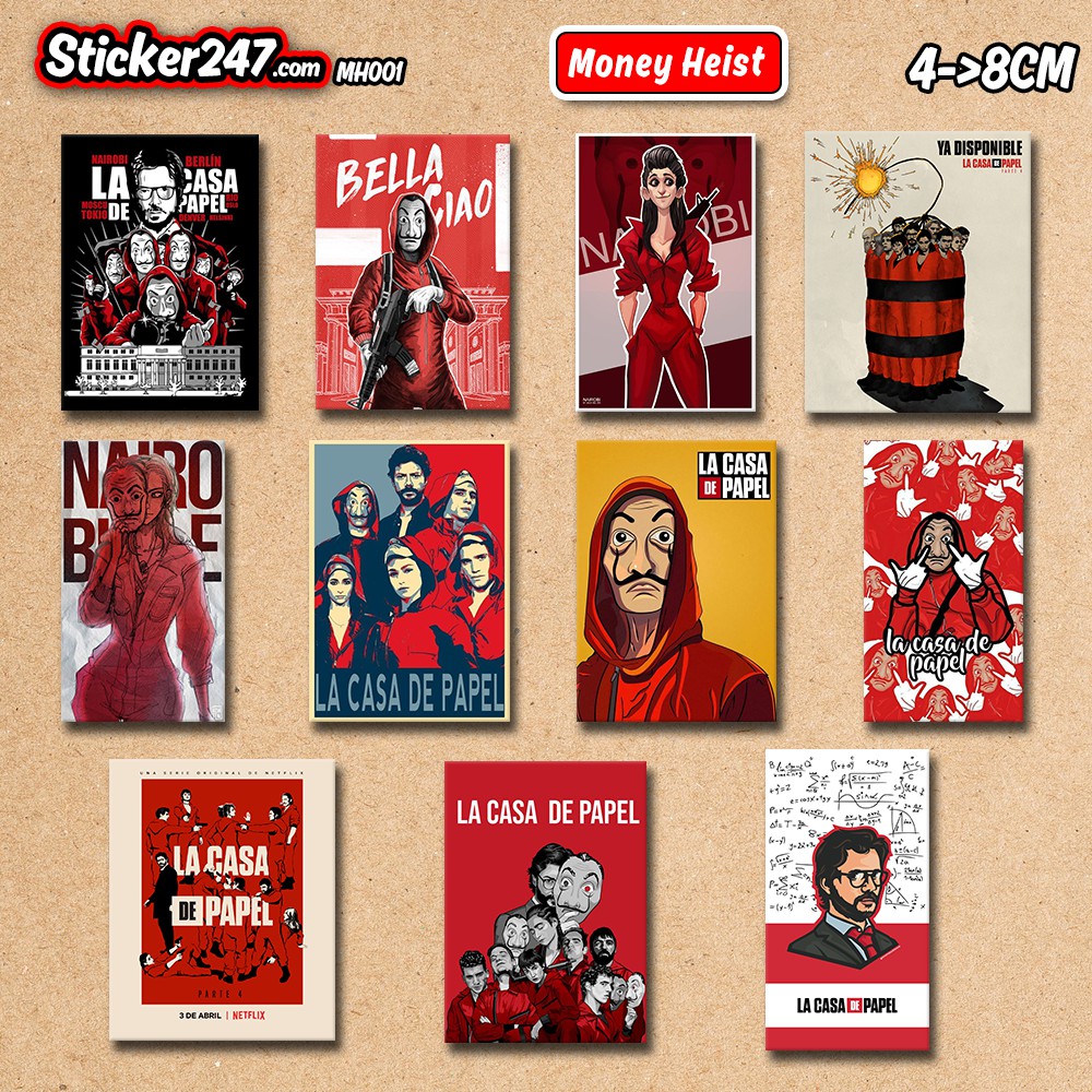 Sticker OBEY Money Heist 𝑭𝒓𝒆𝒆𝒔𝒉𝒊𝒑 chống nước, sticker dán laptop, điện thoại, đàn guitar, mũ bảo hiểm, vali, ipad