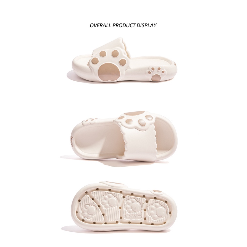 Dép quai ngang nữ họa tiết Chân Gấu Bear cực dễ thương đi lên chân siêu xinh đế độn tăng chiều cao TH-82