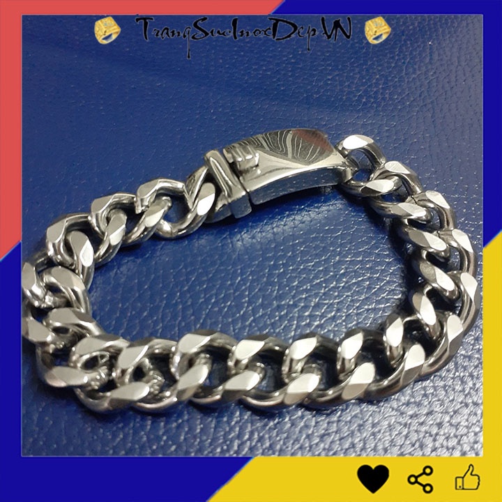 Lắc tay nam inox 13mm khóa hộp sáng đẹp, không đen thể hiện đẳng cấp phái mạnh