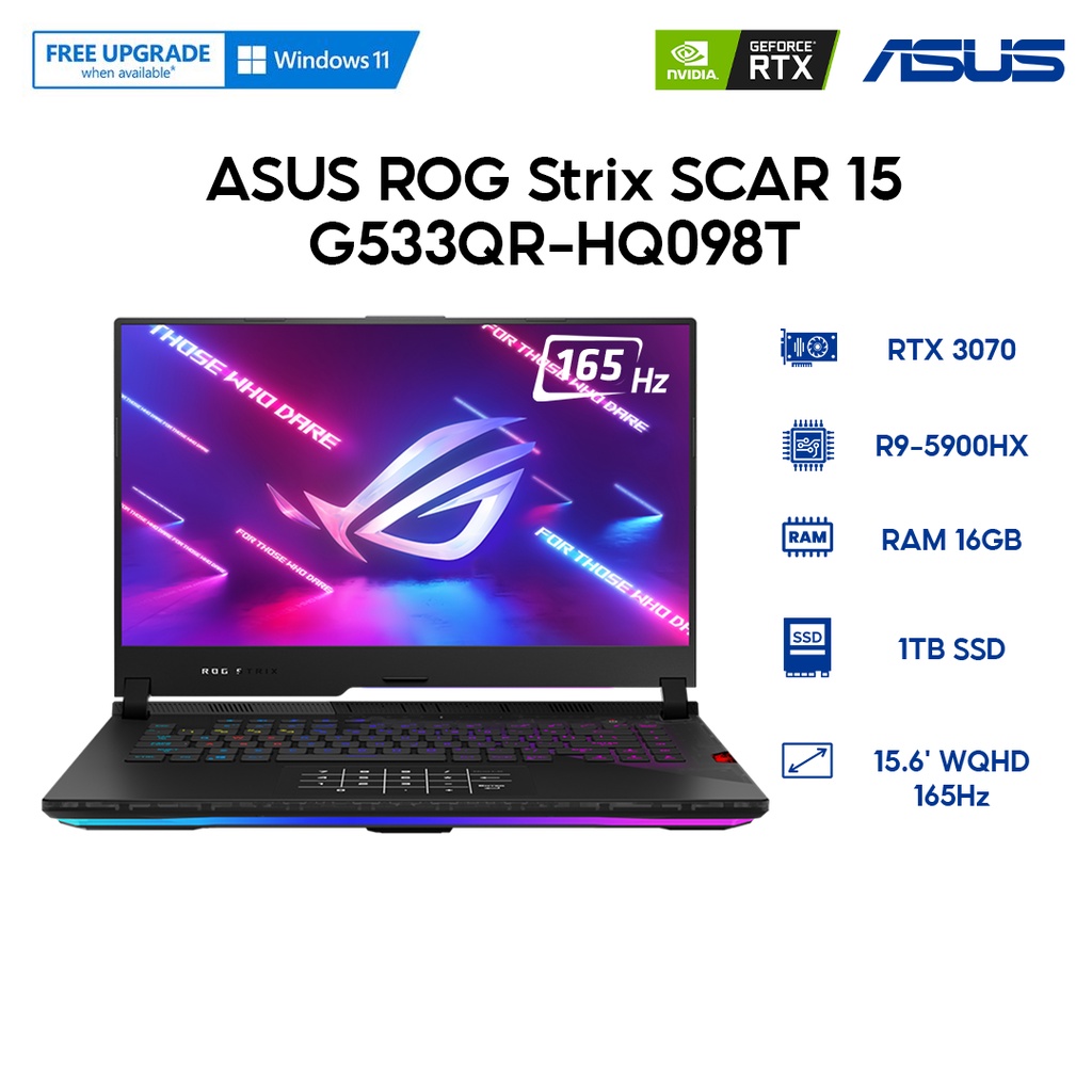 Laptop ASUS ROG Strix SCAR 15 G533QR-HQ098T R9 5900HX | 16GB | 15.6' WQHD 165Hz | W10