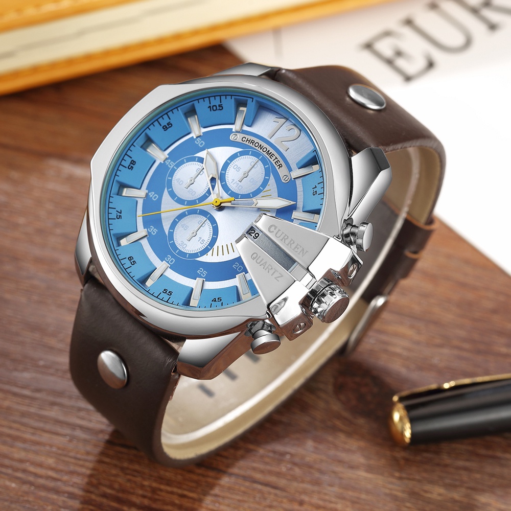 Đồng hồ Curren 8176X với dây đeo da có mặt số lớn phong cách thể thao thời trang sang trọng thiết kế đơn giản cho nam | BigBuy360 - bigbuy360.vn