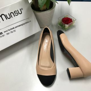 🆕️Giày Munsu_ Giày bít mũi tròn gót vuông 5cm