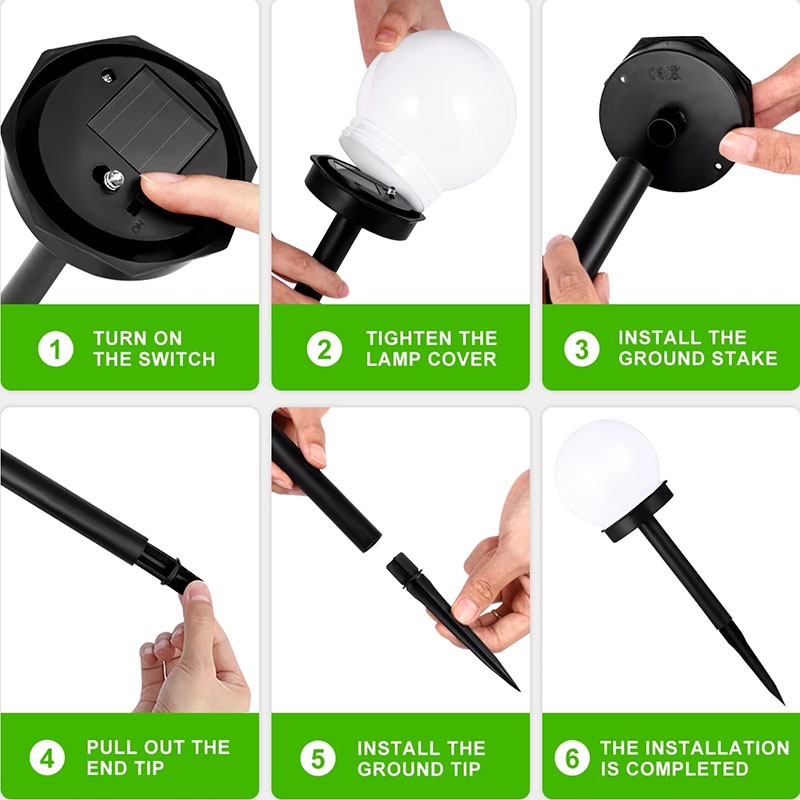 1 Đèn LED Trang Trí Sân Vườn Hình Quả Cầu Chống Nước Sử Dụng Năng Lượng Mặt Trời