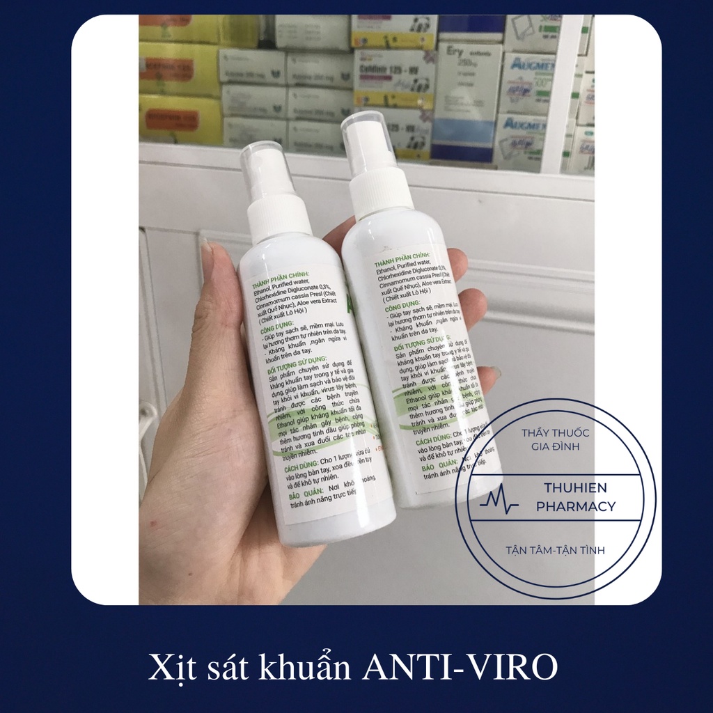 Dung dịch xịt rửa tay khô ANTI-VIRO kháng khuẩn, ngăn ngừa vi.rus và các bệnh truyền nhiễm | BigBuy360 - bigbuy360.vn