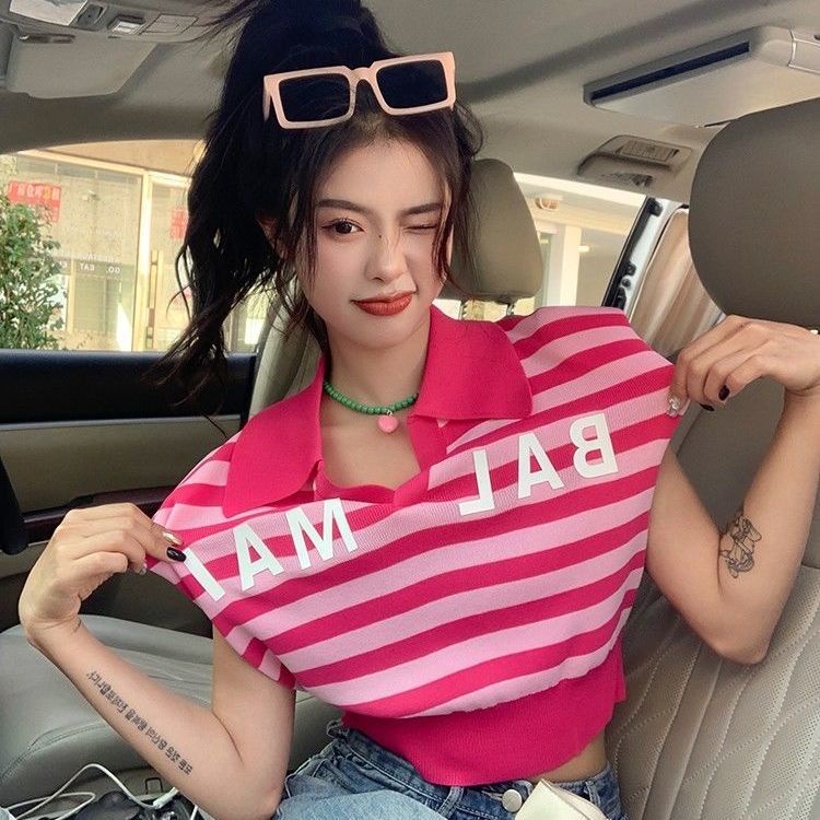 COZOK Áo Thun Nữ Không Tay Kẻ Sọc Thời Trang Hàn Quốc