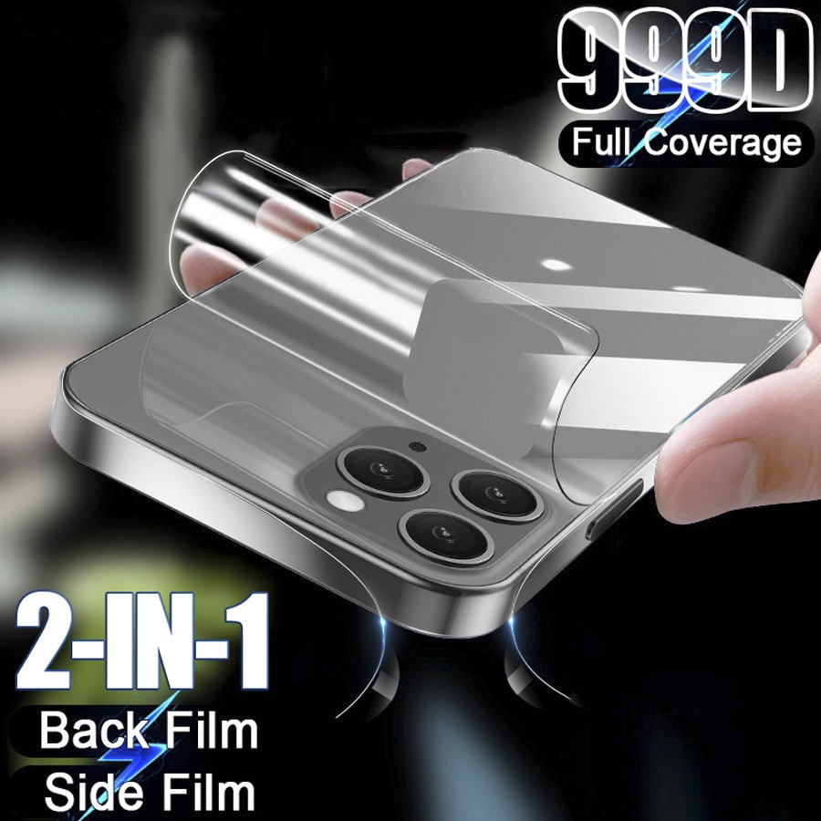 Miếng film dẻo dán màn hình sau PPF và khung viền bảo vệ chống vân tay 2 trong 1 cho For iPhone 15 14 13 12 Pro Max 15 Plus