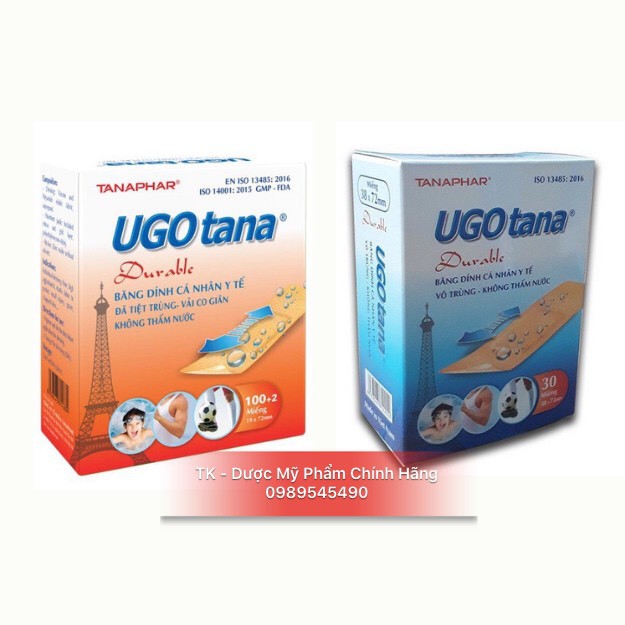 UGOTANA / UGO TANA - Băng Dính Cá Nhân - Đã Tiệt Trùng - Vải Co Giãn - Không Thấm Nước - Hộp 102 Miếng