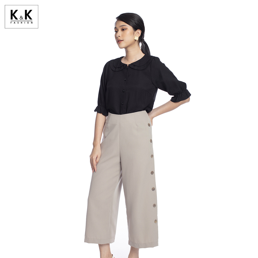 Quần Công Sở Nữ Ống Rộng K&K Fashion QCS02-06 Màu Nâu Vải Cotton | BigBuy360 - bigbuy360.vn