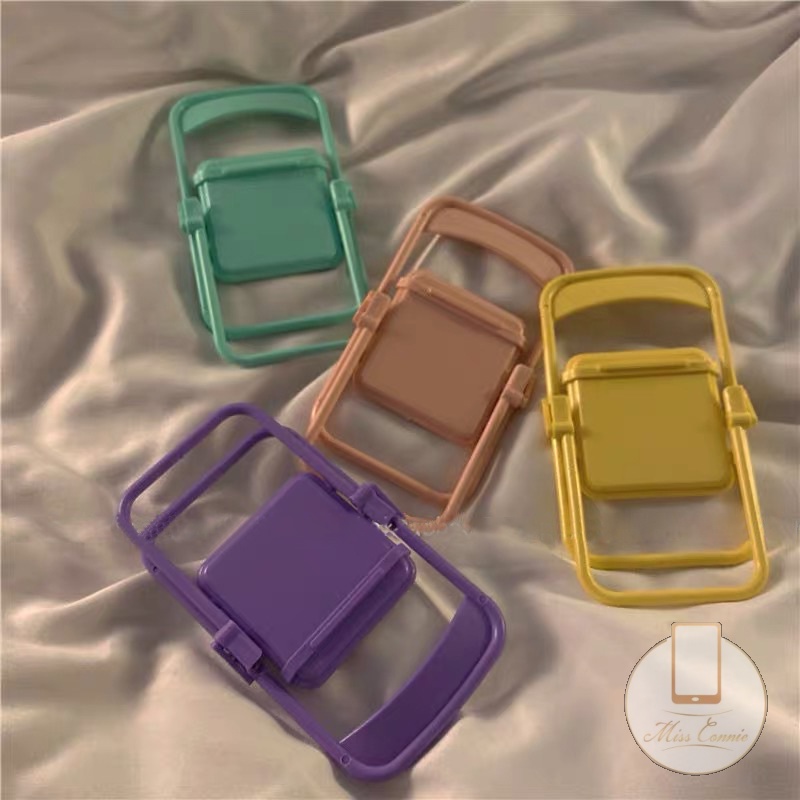 Giá đỡ điện thoại/ máy tính bảng hình chiếc ghế mini 4 màu macaron có thể điều chỉnh gấp gọn tiện dụng