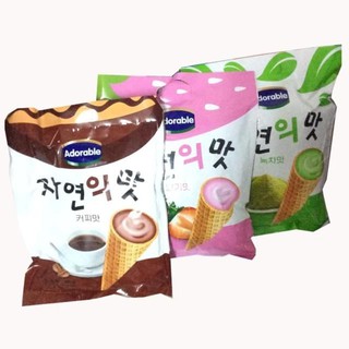 Bộ 3 gói bánh ốc quế Adorable(Kem Trà Xanh+Cà Phê+Dâu) 300g/gói
