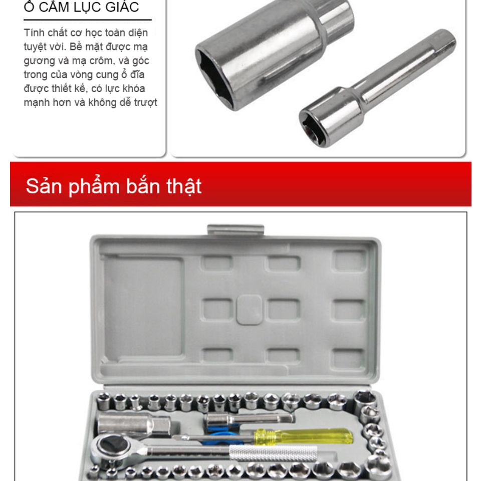 Bộ Đồ Nghề Sửa Chữa 40 món - AIWA Bộ Dụng Cụ Sửa Chữa Ô Tô Và Xe Máy Gồm 39 Dụng Cụ Và 1 Hộp Đựng Tiện Lợi-SK-MT-WXGG-5