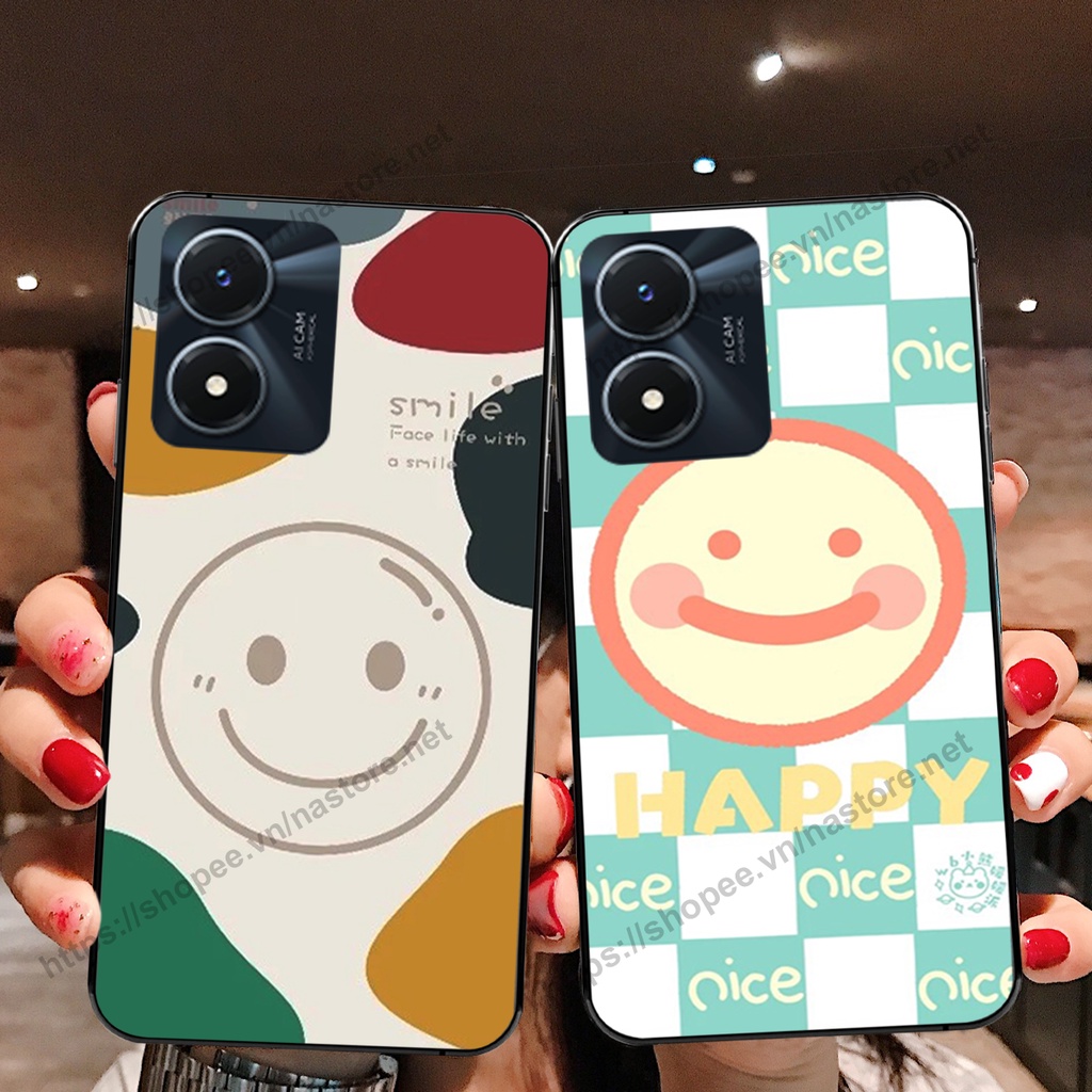 Ốp lưng Vivo Y01 - Vivo Y02S mặt cười, họa tiết caro đơn giản đẹp cute
