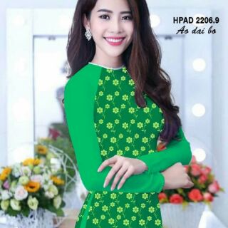 Vải áo dài hoa phối tay trơn
