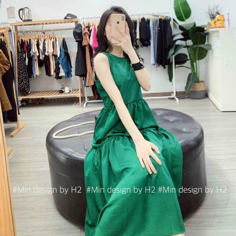 Đầm suông nữ babydoll 3 tầng khoét nách shynstores vải đũi dáng dài miên man ཾ ྇