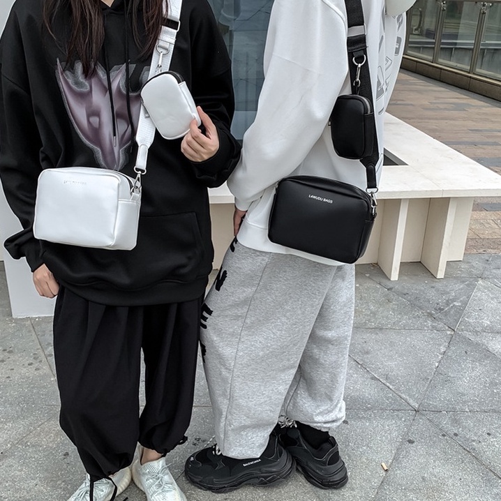 Túi đeo chéo unisex nam nữ set 2in1 da mềm phong cách cá tính HH 374