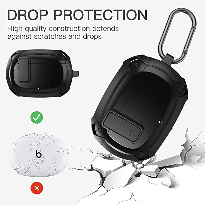 Ốp điện thoại TPU phối da kèm móc khóa bảo vệ an toàn cho Beats Studio Buds 2021