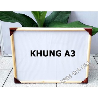 Khung hình A3 gỗ thông bốn góc nâu, khung bằng khen, khung hình cách dơi