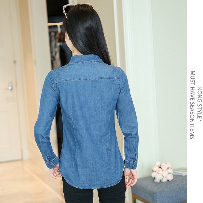 Áo Sơ Mi Denim Tay Dài Thời Trang Dành Cho Nữ