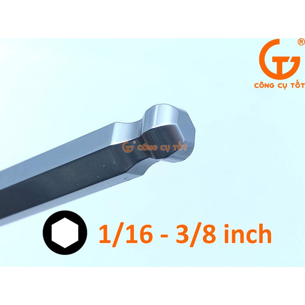 Bộ lục giác bi 9 cây hệ inch 1/16 đến 3/8 Standard dài 235mm
