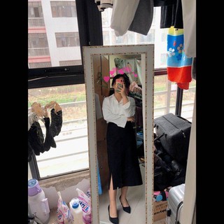 [Order] Chân váy suông trơn cạp cao xẻ dáng dài basic ulzzang