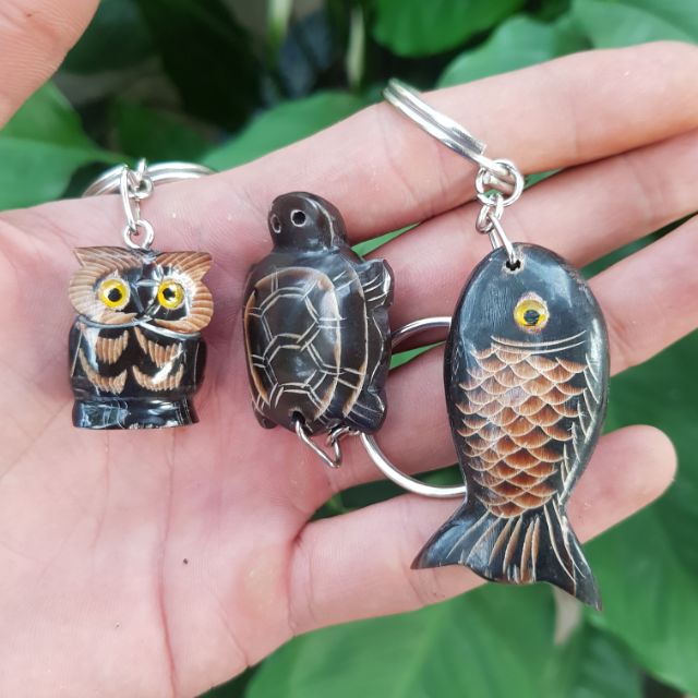 Móc thìa khóa sừng hình Cú Mèo - Cá - Rùa quà tặng cuộc sống