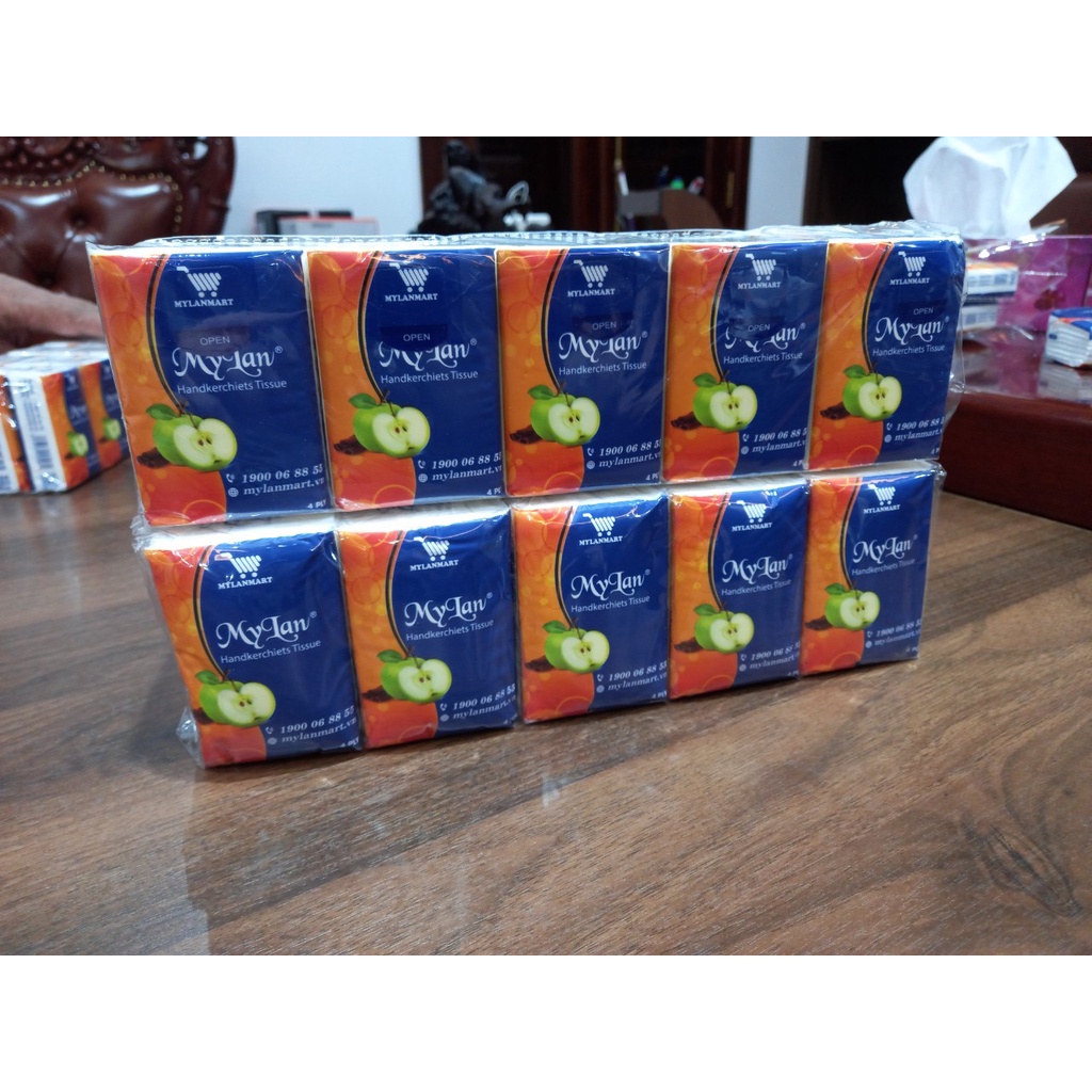 Khăn giấy ăn bỏ túi táo mylan, khăn giấy mini bỏ túi mùi hương táo tự nhiên