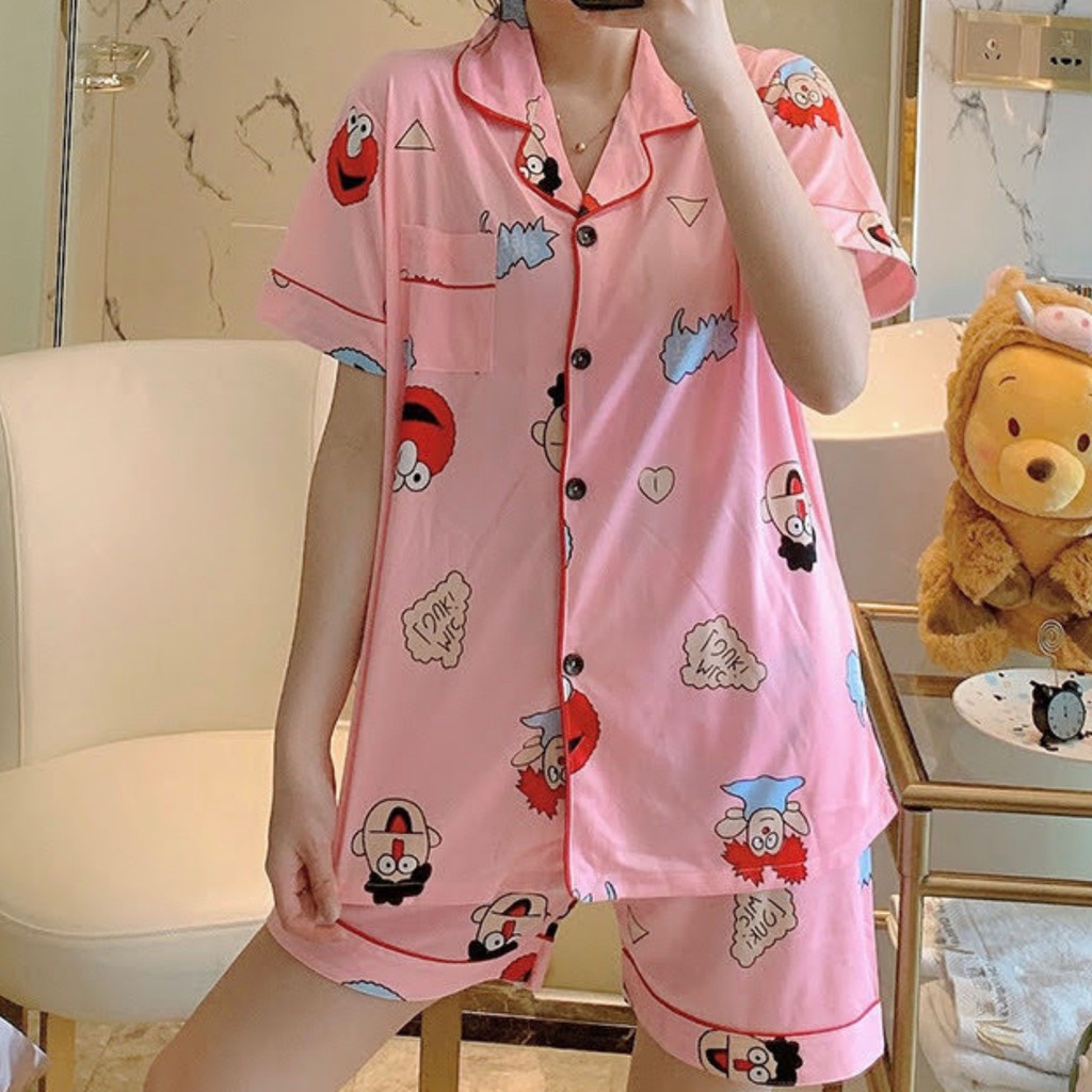 Đồ bộ Pijama quần đùi áo cộc tay hoạt hình dễ thương mặc ngủ mặc nhà cho nữ
