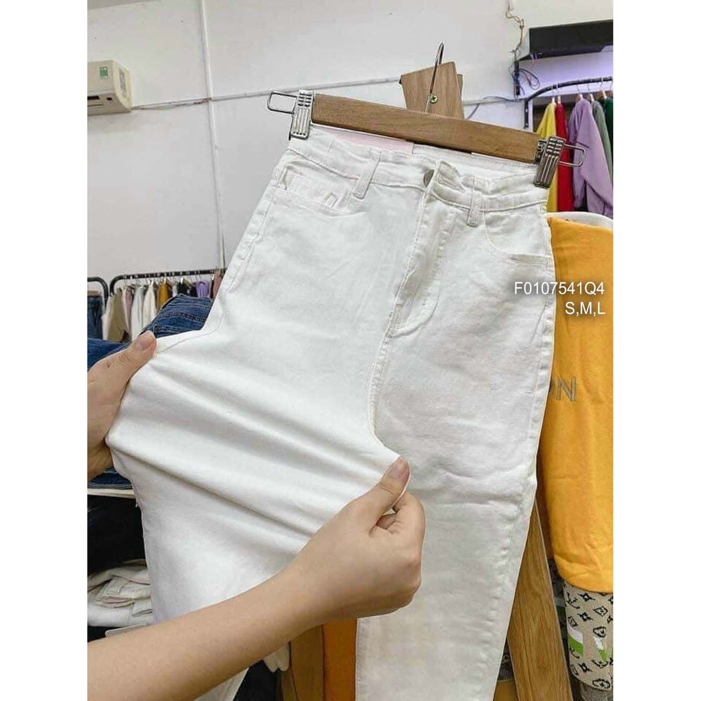 Quần jean trắng dài ôm lưng cao! HÀNG VNXK