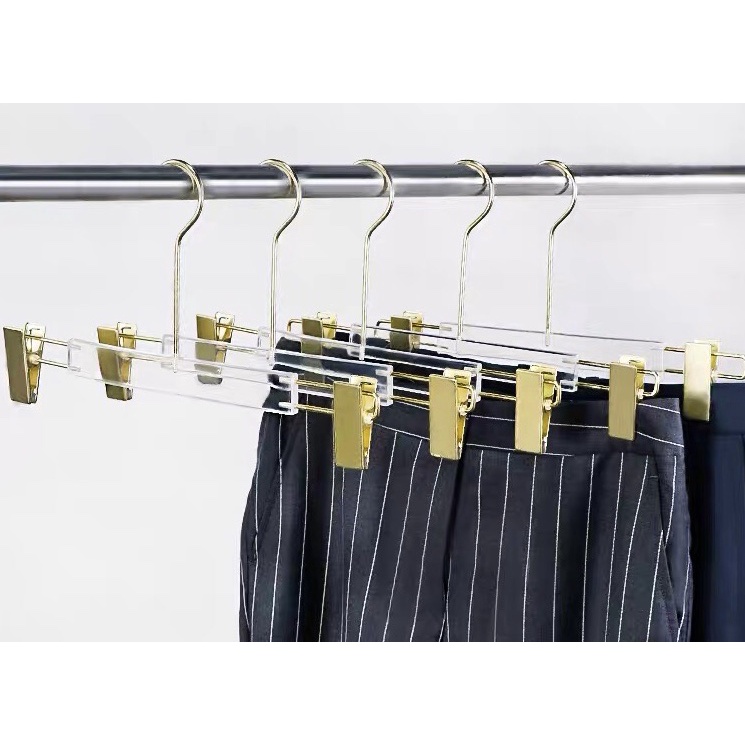 kẹp quần áo meka trong suốt đầu kẹp mạ vàng sang chảnh-chuyên dùng cho shop thời trang chụp hình, livestream