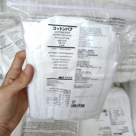 Bông tẩy trang Muji Nhật Bản 100% Cotton hữu cơ  - Túi 189 miếng