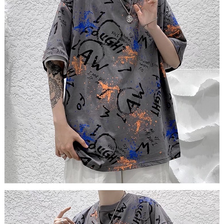 Áo thun nam tay ngắn in họa tiết graffiti phong cách thời trang M-7XL